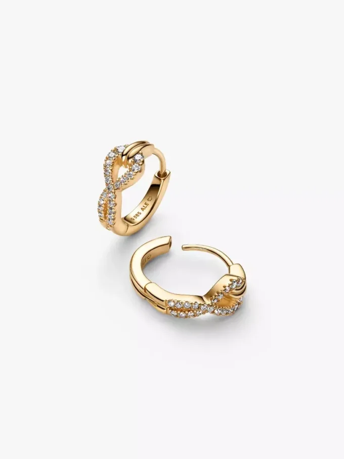 Pandora Infinite Pavé-Ohrringe mit synthetischen Diamanten, 0,26 Karat insgesamt, 14 Karat Gold