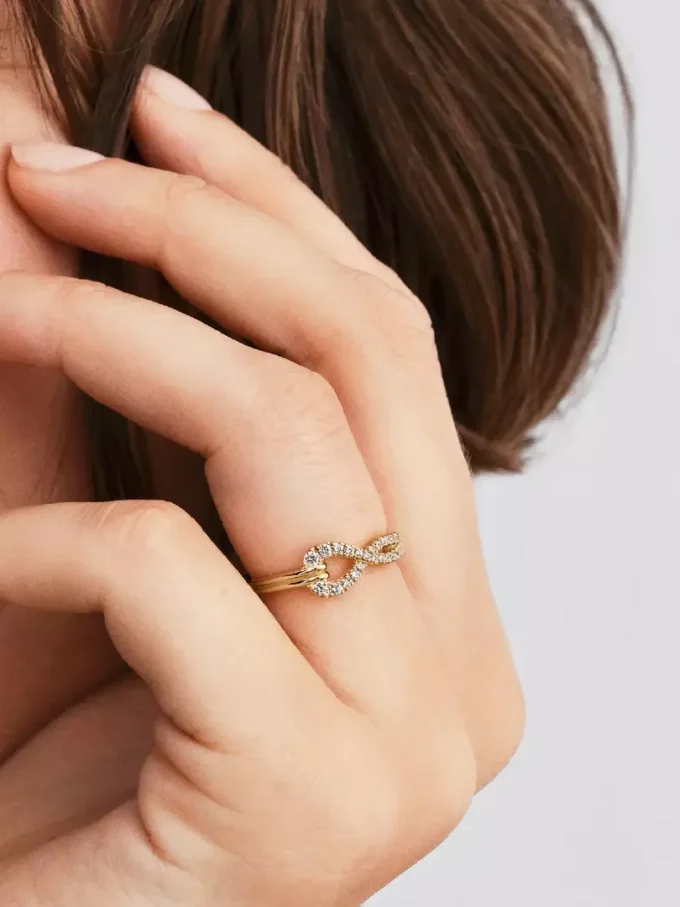 Pandora „Infinite“ Ring mit doppelreihigem Pavé aus im Labor gezüchteten Diamanten, 0,22 Karat insgesamt, 14 Karat Gold Pandora „Infinite“ Ring mit doppelreihigem Pavé aus im Labor gezüchteten Diamanten, 0,22 Karat insgesamt, 14 Karat Gold