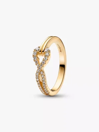 Pandora „Infinite“ Ring mit doppelreihigem Pavé aus im Labor gezüchteten Diamanten, 0,22 Karat insgesamt, 14 Karat Gold Pandora „Infinite“ Ring mit doppelreihigem Pavé aus im Labor gezüchteten Diamanten, 0,22 Karat insgesamt, 14 Karat Gold