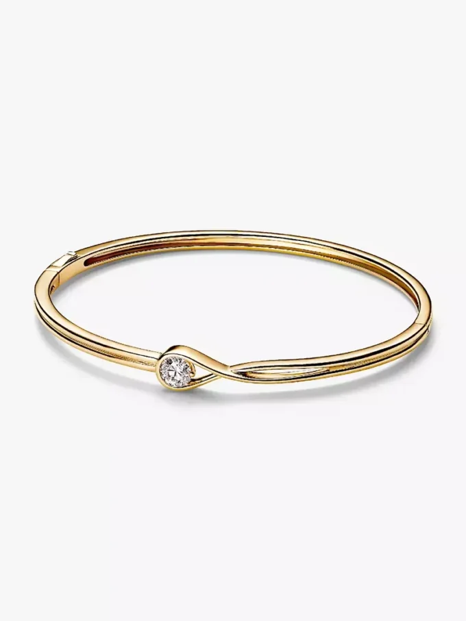 Pandora Lab-Grown Diamonds Bangle „Infinite“ aus 14 Karat Gold mit im Labor gezüchtetem Diamanten, 0,50 Karat insgesamt, 14 Karat Gold Pandora Lab-Grown Diamonds Bangle „Infinite“ aus 14 Karat Gold mit im Labor gezüchtetem Diamanten, 0,50 Karat insgesamt, 14 Karat Gold