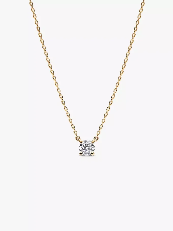 Pandora Lab-Grown Diamonds-Halskette mit Anhänger aus im Labor gezüchtetem Diamanten, 0,50 Karat, 14 Karat Gold Pandora Lab-Grown Diamonds-Halskette mit Anhänger aus im Labor gezüchtetem Diamanten, 0,50 Karat, 14 Karat Gold