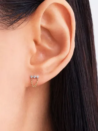 Pandora Lab-Grown Diamonds Ohrringe mit drei im Labor gezüchteten Diamanten, 0,13 Karat insgesamt, 14 Karat Gold