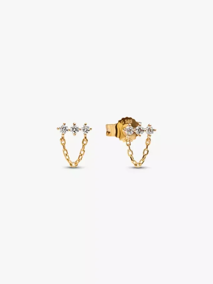 Pandora Lab-Grown Diamonds Ohrringe mit drei im Labor gezüchteten Diamanten, 0,13 Karat insgesamt, 14 Karat Gold