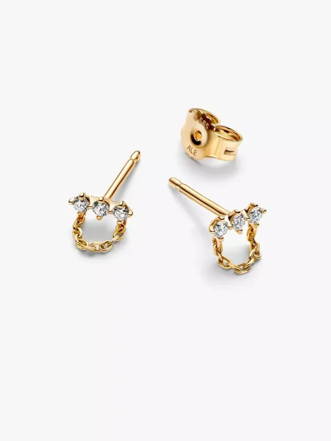 Pandora Lab-Grown Diamonds Ohrringe mit drei im Labor gezüchteten Diamanten, 0,13 Karat insgesamt, 14 Karat Gold