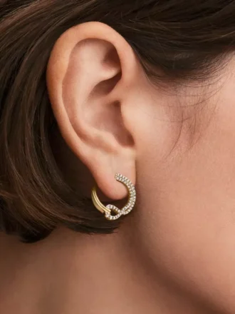 Pandora Lab-Grown Diamonds Ohrringe mit Pavé aus im Labor gezüchteten Diamanten, offener Kreis, 0,54 Karat insgesamt, 14 Karat vergoldet