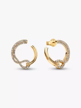 Pandora Lab-Grown Diamonds Ohrringe mit Pavé aus im Labor gezüchteten Diamanten, offener Kreis, 0,54 Karat insgesamt, 14 Karat vergoldet