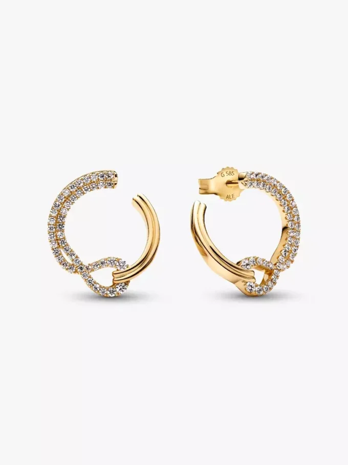 Pandora Lab-Grown Diamonds Ohrringe mit Pavé aus im Labor gezüchteten Diamanten, offener Kreis, 0,54 Karat insgesamt, 14 Karat vergoldet
