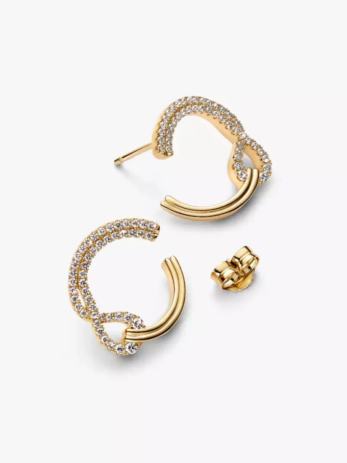 Pandora Lab-Grown Diamonds Ohrringe mit Pavé aus im Labor gezüchteten Diamanten, offener Kreis, 0,54 Karat insgesamt, 14 Karat vergoldet