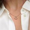 Pandora Logo Pavé Circle Collier Halskette – 14 Karat Roségold-Beschichtung Pandora Logo Pavé Circle Collier Halskette – 14 Karat Roségold-Beschichtung