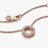 Pandora Logo Pavé Circle Collier Halskette – 14 Karat Roségold-Beschichtung Pandora Logo Pavé Circle Collier Halskette – 14 Karat Roségold-Beschichtung