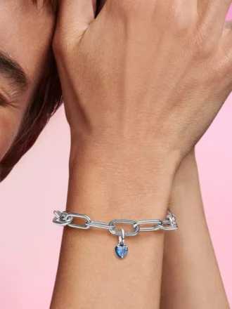 Pandora ME Blue Chakra Heart Mini-Dangle Charm aus Sterlingsilber