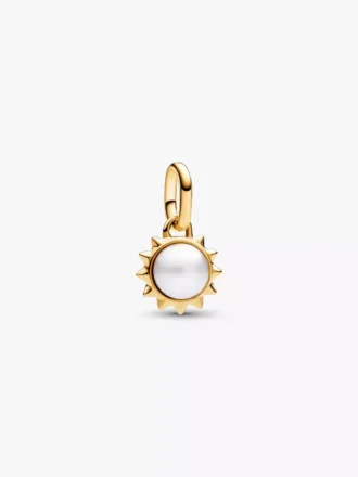 Pandora ME Dangle Charm „Sonne“ mit behandelter Süßwasserzuchtperle, 14-karätig vergoldet