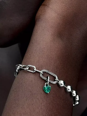Pandora ME Green Chakra Herz Mini-Dangle Charm aus Sterlingsilber