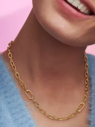 Pandora ME Halskette mit kleinen Gliedern, 14 Karat vergoldet