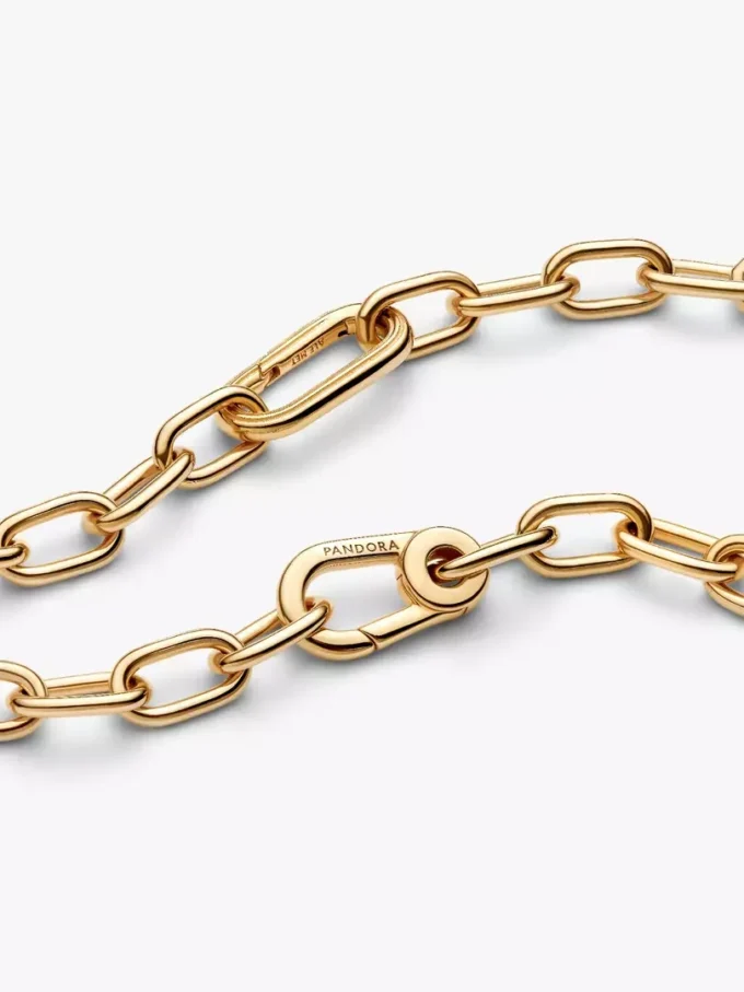 Pandora ME Halskette mit kleinen Gliedern, 14 Karat vergoldet