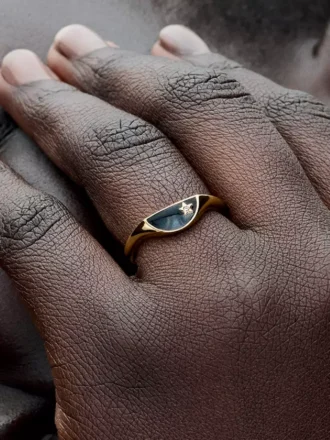 Pandora ME Halved Enamel Signet Ring, 14 Karat vergoldet