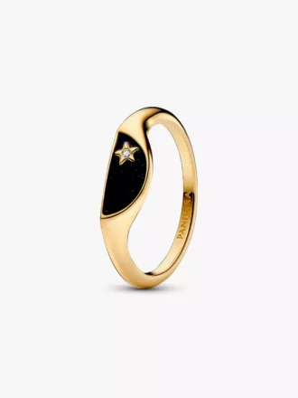 Pandora ME Halved Enamel Signet Ring, 14 Karat vergoldet