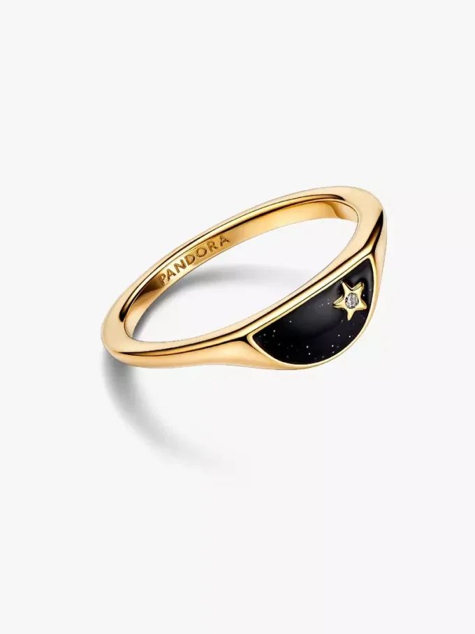 Pandora ME Halved Enamel Signet Ring, 14 Karat vergoldet Pandora ME Halved Enamel Signet Ring, 14 Karat vergoldet