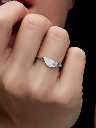 Pandora ME Halved Enamel Signet Ring aus Sterlingsilber