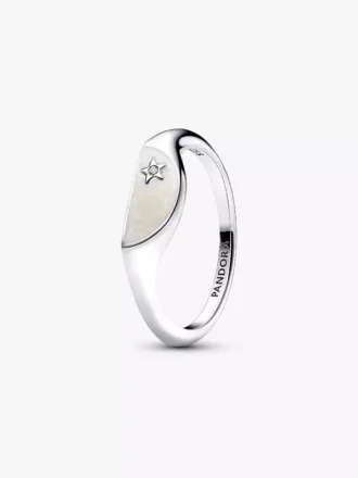 Pandora ME Halved Enamel Signet Ring aus Sterlingsilber