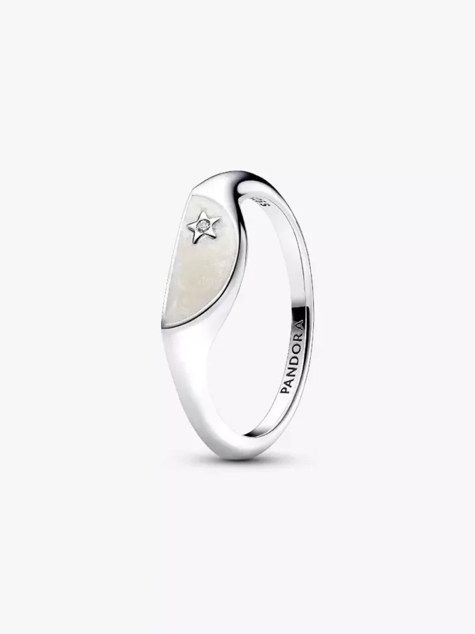 Pandora ME Halved Enamel Signet Ring aus Sterlingsilber Pandora ME Halved Enamel Signet Ring aus Sterlingsilber