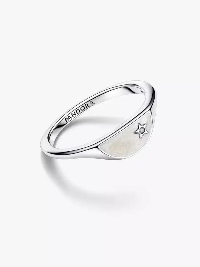 Pandora ME Halved Enamel Signet Ring aus Sterlingsilber Pandora ME Halved Enamel Signet Ring aus Sterlingsilber