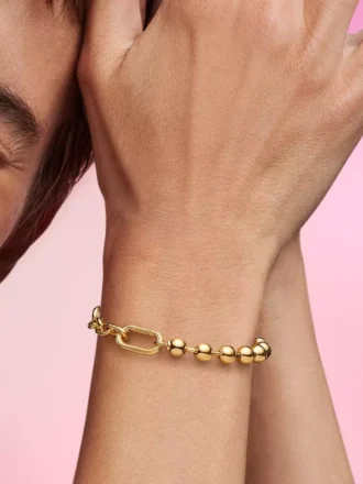 Pandora ME Metallperlen- und Gliederarmband, 14 Karat vergoldet