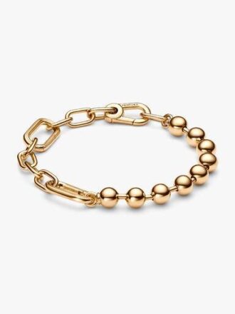 Pandora ME Metallperlen- und Gliederkettenarmband – 14 Karat vergoldet