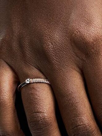 Pandora ME Pavé & Black Dual Ring – 14 Karat Roségold-Beschichtung