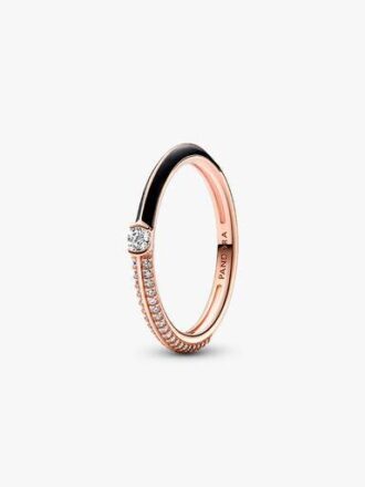 Pandora ME Pavé & Black Dual Ring – 14 Karat Roségold-Beschichtung