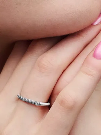 Pandora ME Pavé & Weiß-Doppelring aus Sterlingsilber