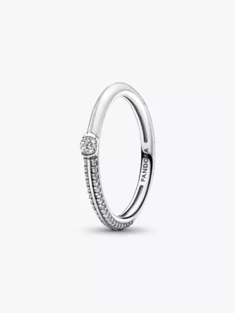 Pandora ME Pavé & Weiß-Doppelring aus Sterlingsilber