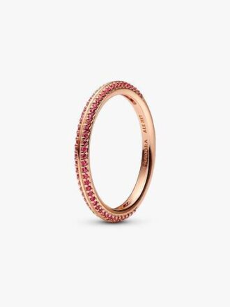 Pandora ME Red Pavé Ring – 14 Karat Roségold-Beschichtung