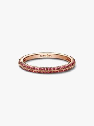 Pandora ME Red Pavé Ring – 14 Karat Roségold-Beschichtung