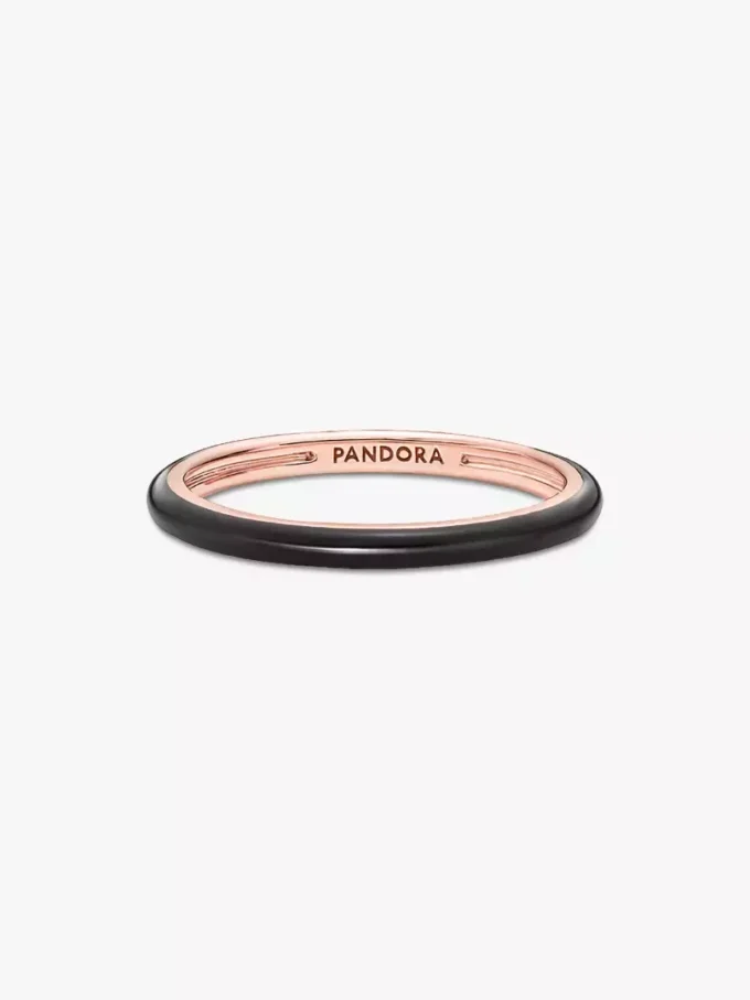 Pandora ME Ring mit schwarzem Emaille, 14 Karat Roségold-Beschichtung Pandora ME Ring mit schwarzem Emaille, 14 Karat Roségold-Beschichtung