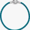 Pandora Moments Armband aus geflochtenem türkisfarbenem Leder mit Muschelverschluss – Sterlingsilber Pandora Moments Armband aus geflochtenem türkisfarbenem Leder mit Muschelverschluss – Sterlingsilber