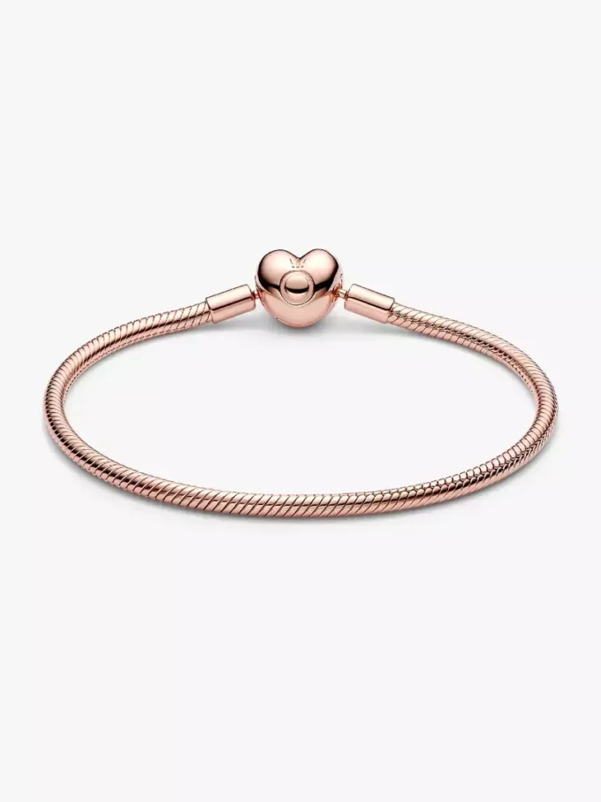Pandora Moments Armband mit Herzverschluss und Snake Chain, 14 Karat Roségold-Beschichtung Pandora Moments Armband mit Herzverschluss und Snake Chain, 14 Karat Roségold-Beschichtung