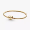 Pandora Moments Armband mit Herzverschluss und Snake Chain, 14 Karat vergoldet Pandora Moments Armband mit Herzverschluss und Snake Chain, 14 Karat vergoldet