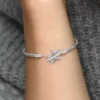 Pandora Moments Asymmetrisches Stern-T-Bar-Snake Chain-Armband aus Sterlingsilber Pandora Moments Asymmetrisches Stern-T-Bar-Snake Chain-Armband aus Sterlingsilber
