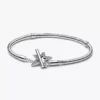 Pandora Moments Asymmetrisches Stern-T-Bar-Snake Chain-Armband aus Sterlingsilber Pandora Moments Asymmetrisches Stern-T-Bar-Snake Chain-Armband aus Sterlingsilber