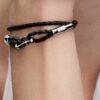 Pandora Moments Braunes, doppelt geflochtenes Lederarmband – Sterlingsilber Pandora Moments Braunes, doppelt geflochtenes Lederarmband – Sterlingsilber