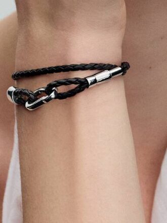 Pandora Moments Braunes, doppelt geflochtenes Lederarmband – Sterlingsilber Pandora Moments Braunes, doppelt geflochtenes Lederarmband – Sterlingsilber