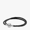 Pandora Moments doppeltes schwarzes Lederarmband aus Sterlingsilber Pandora Moments doppeltes schwarzes Lederarmband aus Sterlingsilber