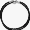 Pandora Moments doppeltes schwarzes Lederarmband aus Sterlingsilber Pandora Moments doppeltes schwarzes Lederarmband aus Sterlingsilber