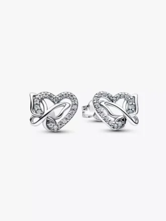 Ohrringe mit verschlungenem Herz und Schmetterling aus Sterlingsilber