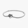 Pandora Moments Familienbaum-Herzverschluss-Snake Chain-Armband aus Sterlingsilber Pandora Moments Familienbaum-Herzverschluss-Snake Chain-Armband aus Sterlingsilber