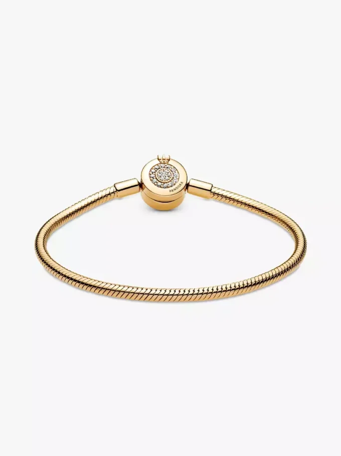 Pandora Moments funkelndes Crown O-Snake Chain-Armband, 14-karätig vergoldet Pandora Moments funkelndes Crown O-Snake Chain-Armband, 14-karätig vergoldet