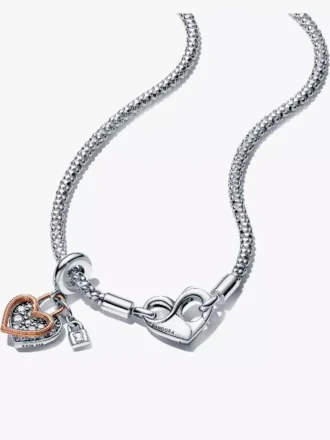 Pandora Moments Halskette mit Nieten und Herz-Dangle-Set, 2er-Set Pandora Moments Halskette mit Nieten und Herz-Dangle-Set, 2er-Set