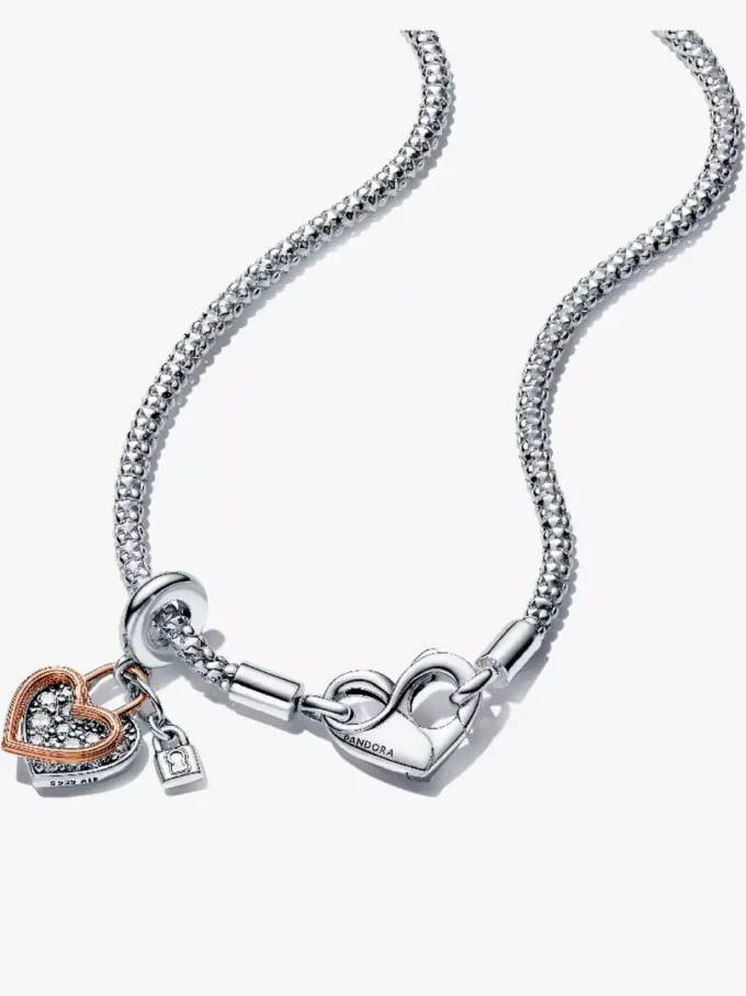 Pandora Moments Halskette mit Nieten und Herz-Dangle-Set, 2er-Set Pandora Moments Halskette mit Nieten und Herz-Dangle-Set, 2er-Set