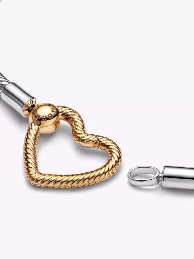 Pandora Moments Herzverschluss-Snake Chain-Armband aus Sterlingsilber, 14 Karat vergoldet Pandora Moments Herzverschluss-Snake Chain-Armband aus Sterlingsilber, 14 Karat vergoldet